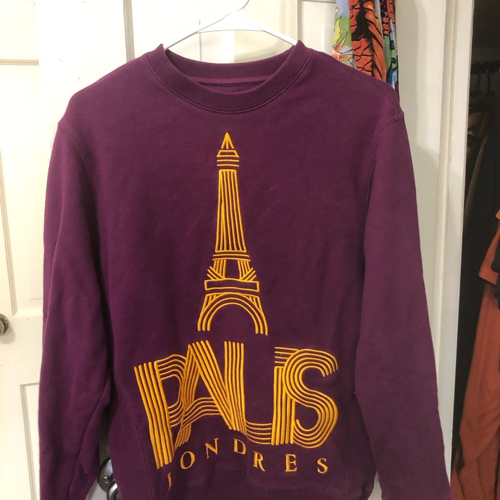 M Palace Purple Embroidered Eiffel Tower Sweatshirt